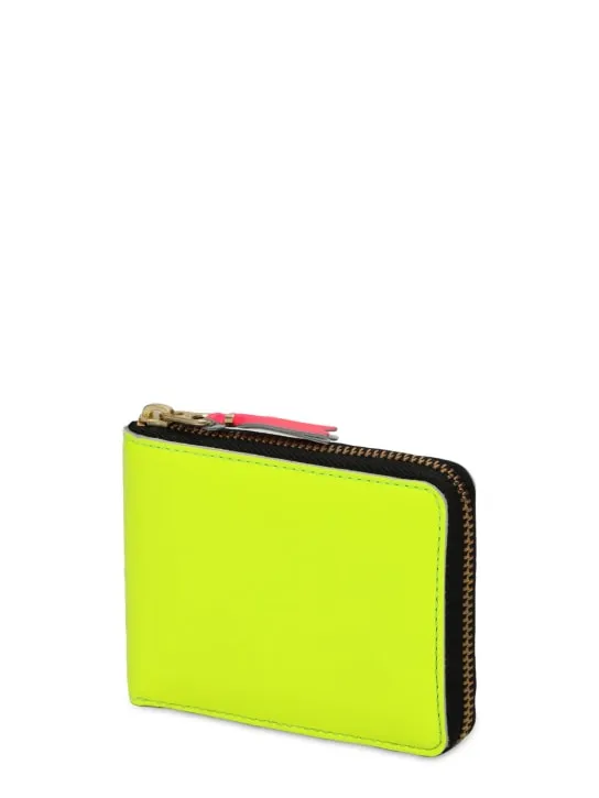 Comme des Garçons Wallet   Super fluo leather zip-around wallet 