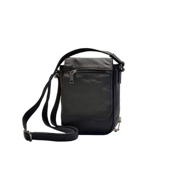 Compact Classic Flap Over Leather Crossbody