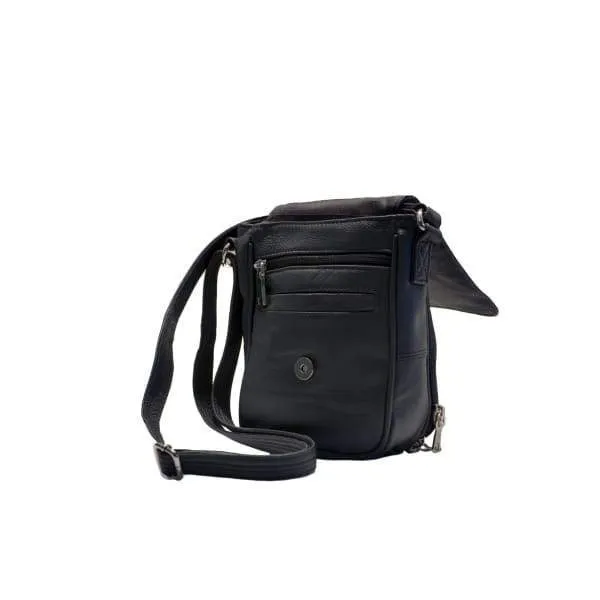 Compact Classic Flap Over Leather Crossbody