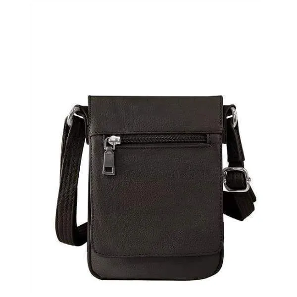 Compact Classic Flap Over Leather Crossbody