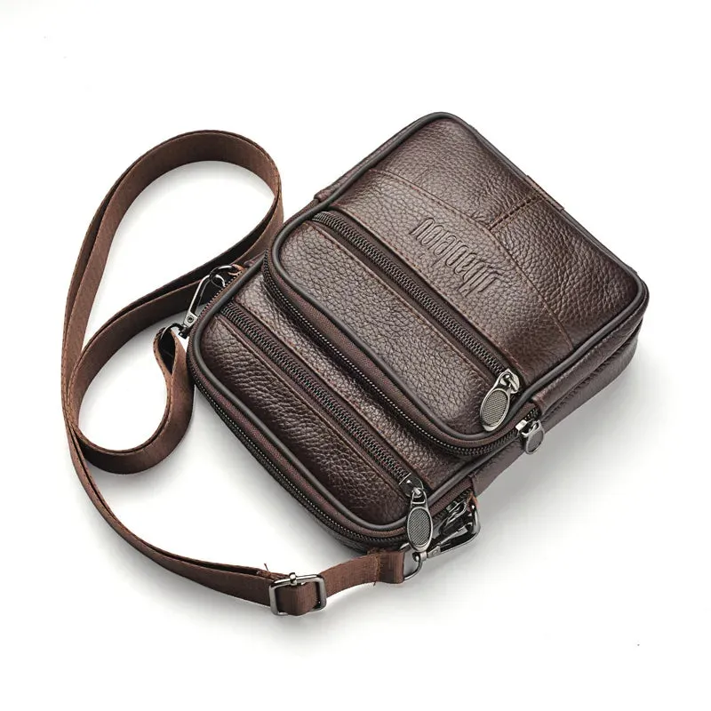 Compact Genuine Leather Vertical Crossbody Bag