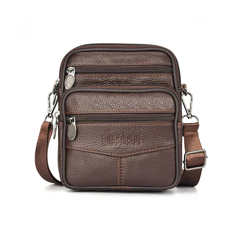 Compact Genuine Leather Vertical Crossbody Bag