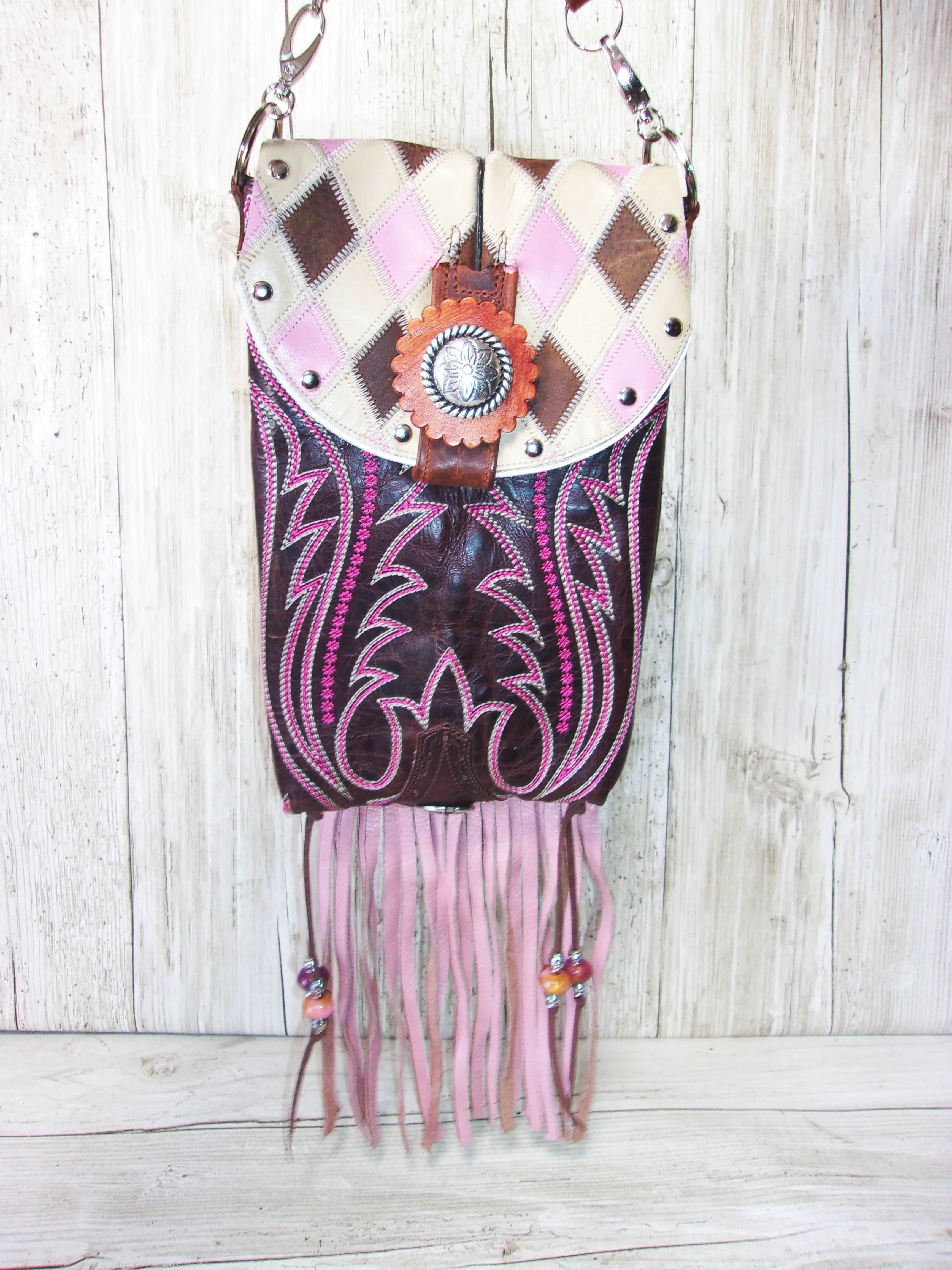 Cowboy Boot Crossbody Fringe Hipster Bag HP813