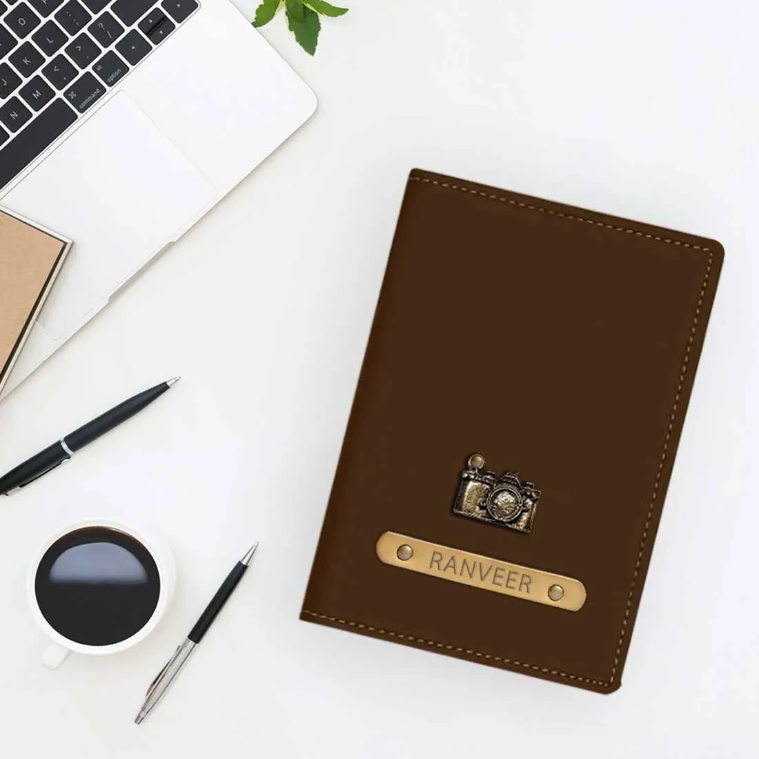 Customized Travel Wallet Passport Cover with Charm - Camera