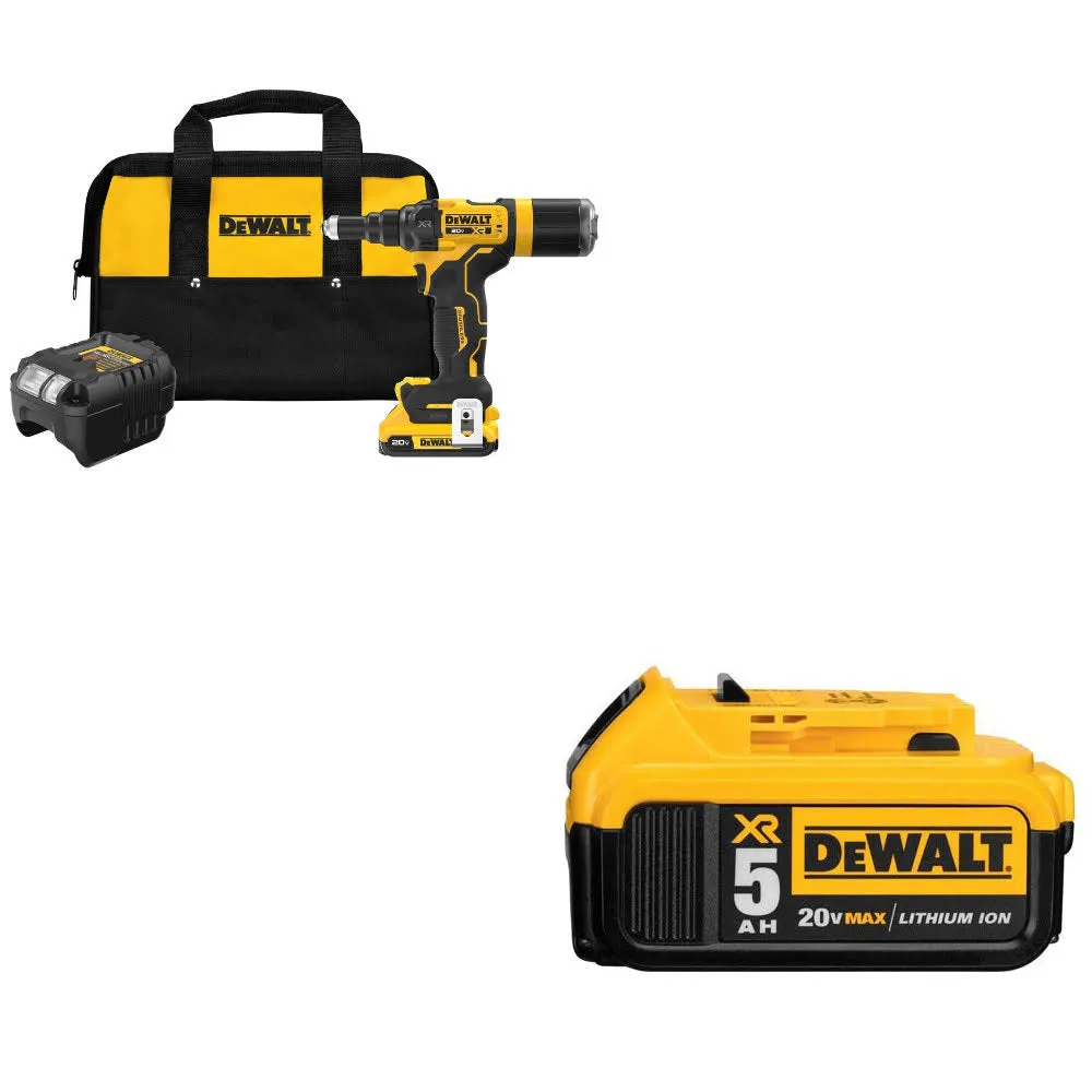 DeWalt DCF403D1 20V MAX XR Rivet Tool Kit W/ FREE DCB205 20V MAX Battery Pack