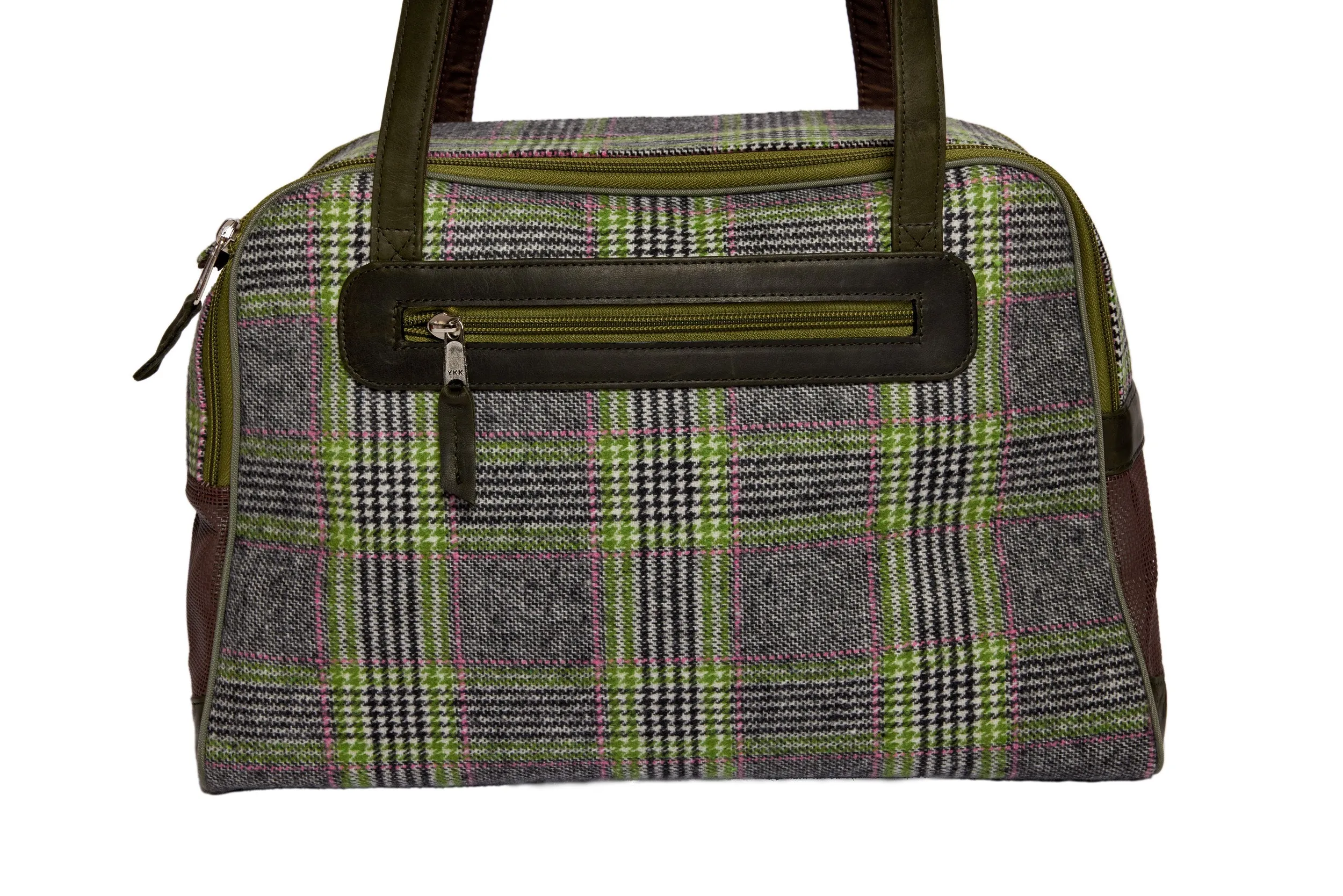 Dog Carrier - Winter - Cashmere Dog Carrier - Gray & Green Wool Plaid