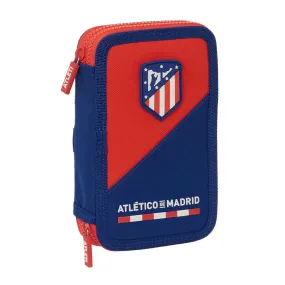 Double Pencil Case Atlético Madrid Blue Red 12.5 x 19.5 x 4 cm (28 Pieces)