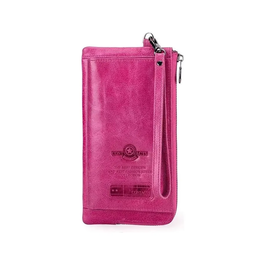 ElegantCow RFID Long Zipper Leather Clutch Wallet