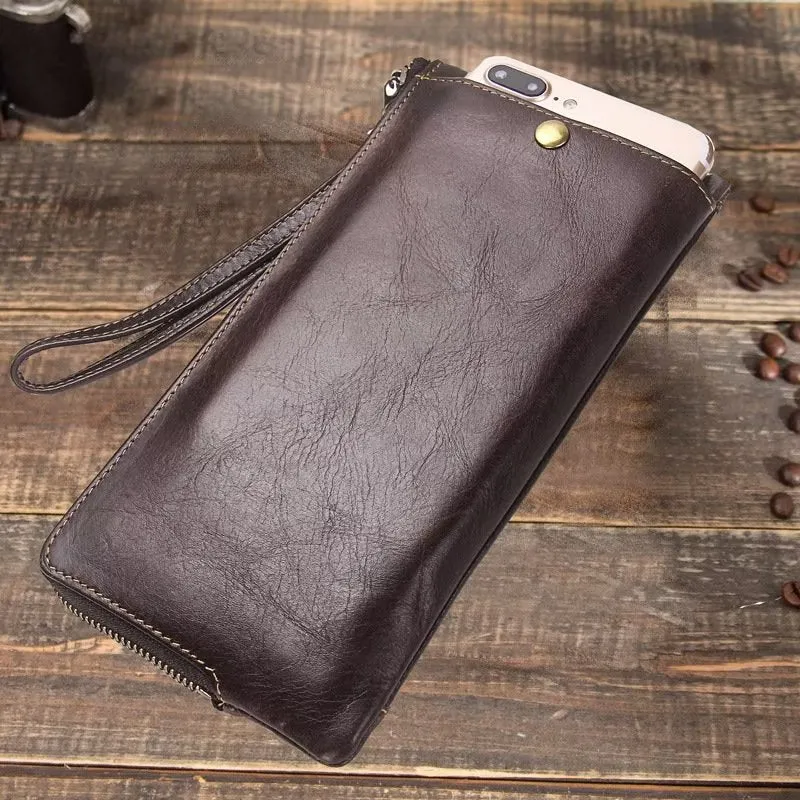 ElegantCow RFID Long Zipper Leather Clutch Wallet