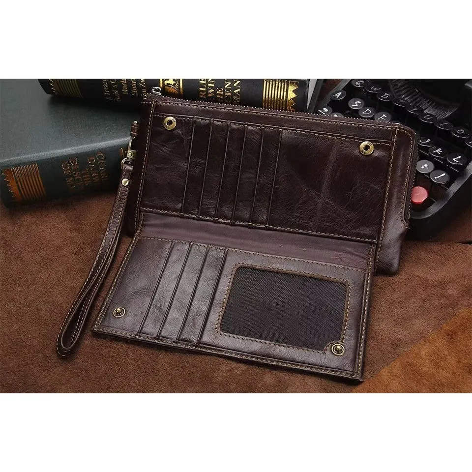 ElegantCow RFID Long Zipper Leather Clutch Wallet