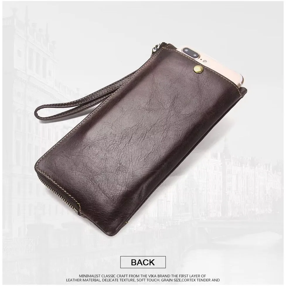 ElegantCow RFID Long Zipper Leather Clutch Wallet