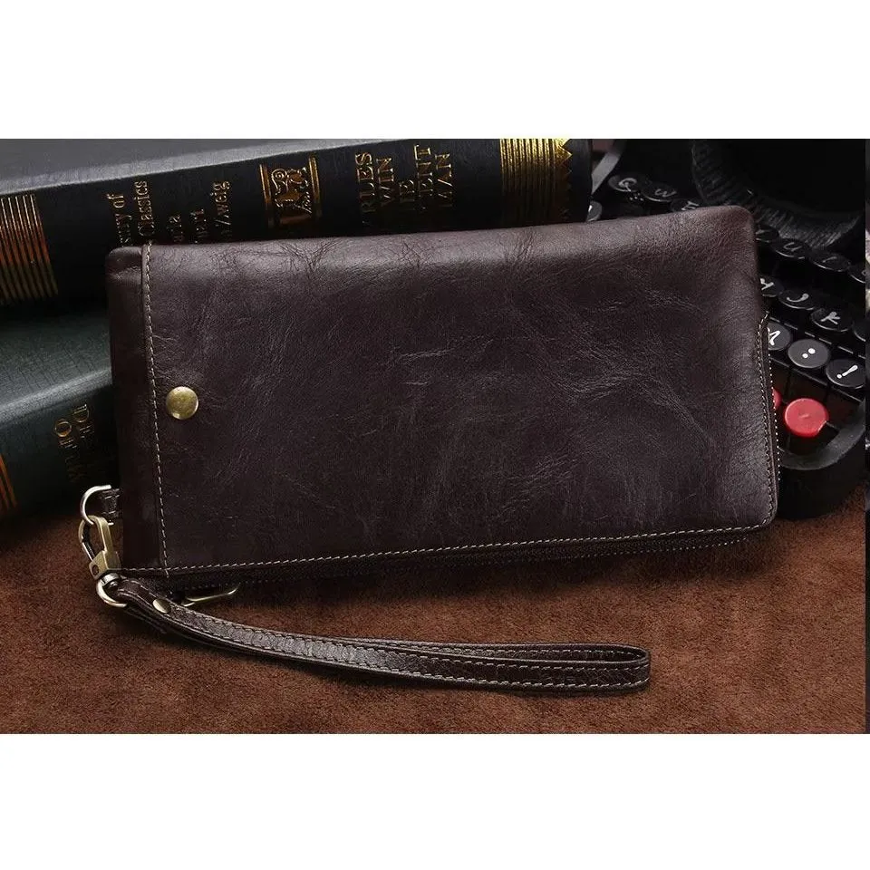 ElegantCow RFID Long Zipper Leather Clutch Wallet