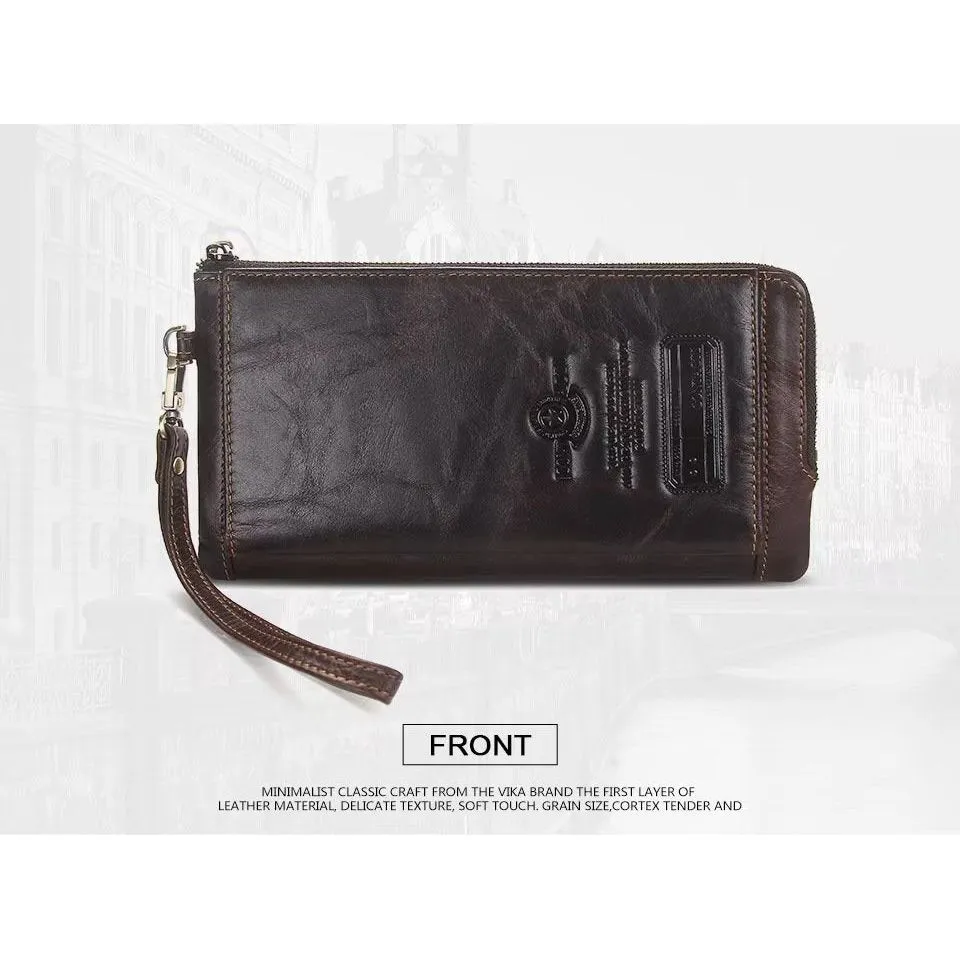 ElegantCow RFID Long Zipper Leather Clutch Wallet