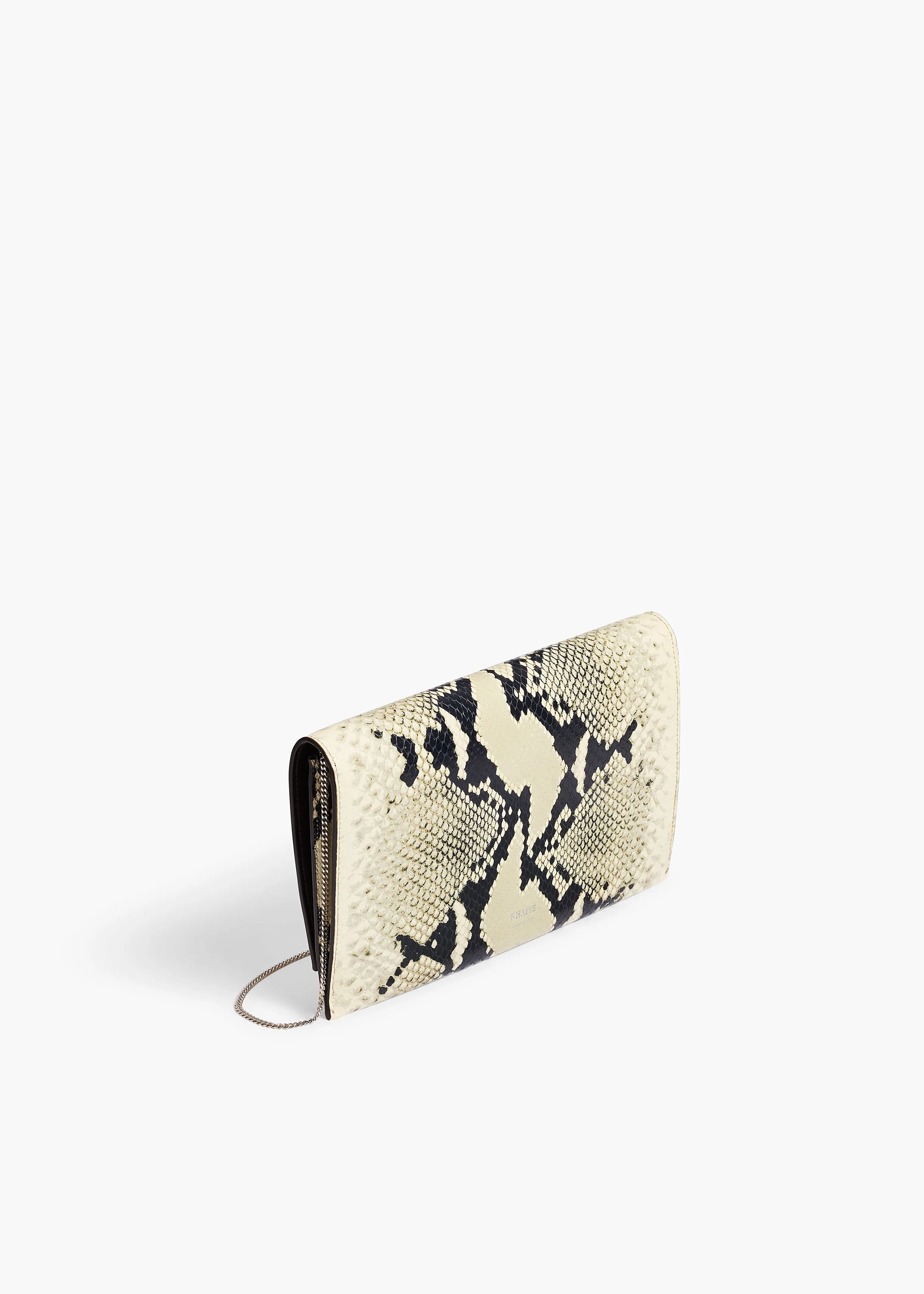 Eve Pochette on Chain in Natural Python-Embossed Leather