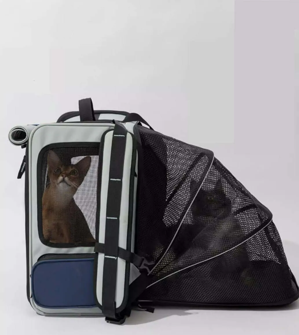 Expandable Multifunctional Pet Backpack Ventilated Design Pet Carrier Collapsible Container Cat Bag