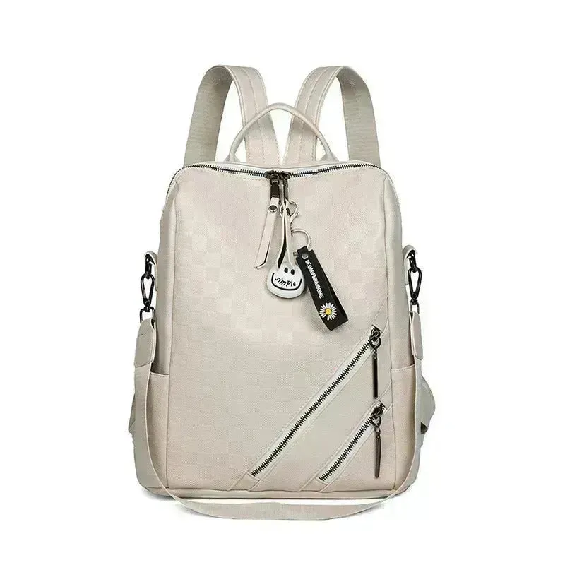 Fashion Checkerboard Backpack Casual Shoulder Bag All-match Shopping Travel Bags For Women