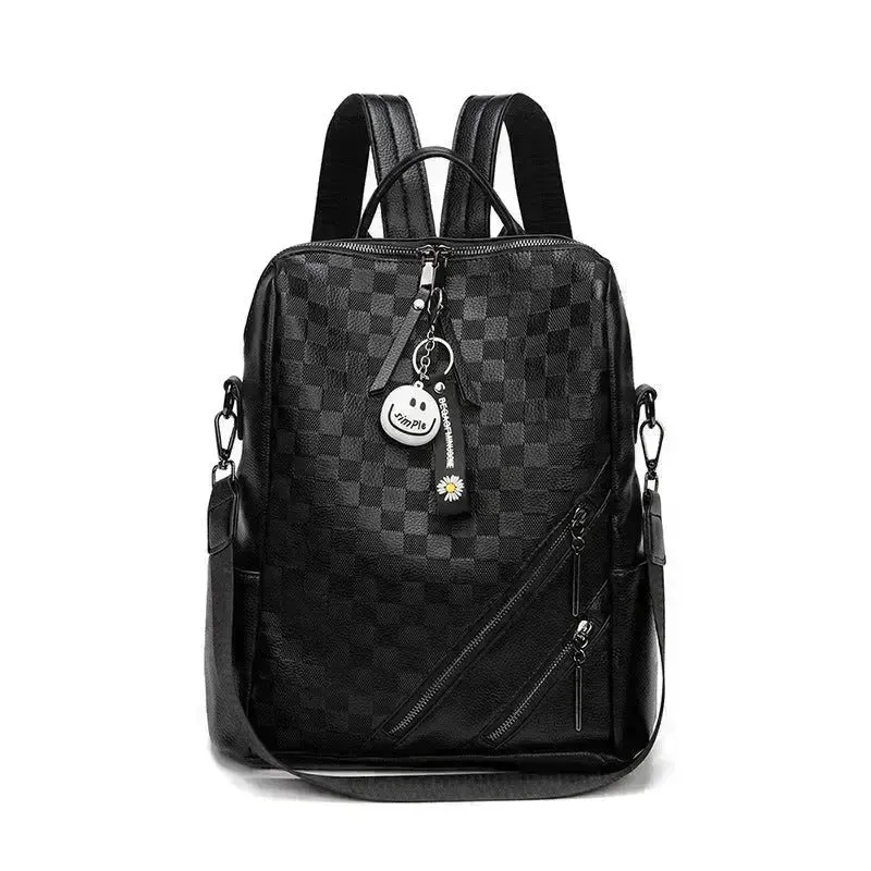 Fashion Checkerboard Backpack Casual Shoulder Bag All-match Shopping Travel Bags For Women