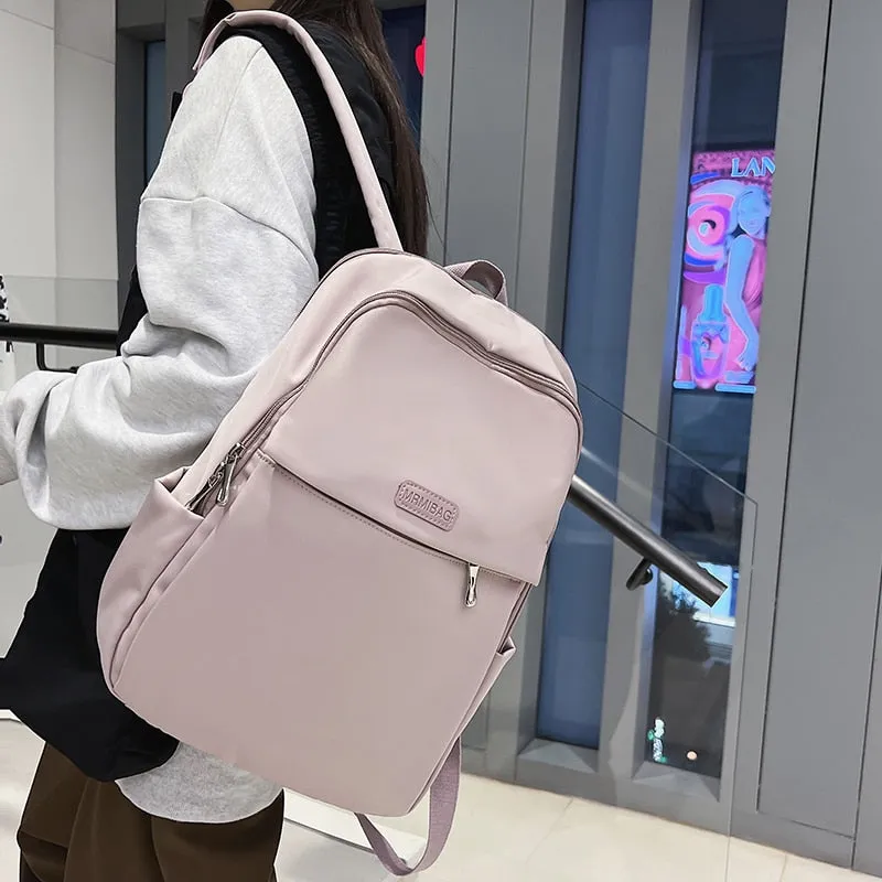 Female Pack Nylon Women Laptop Backpack Fashion Bagpack Shoulder Back Bag Preppy Style Solid Color Backpacks for Girls Bookbag