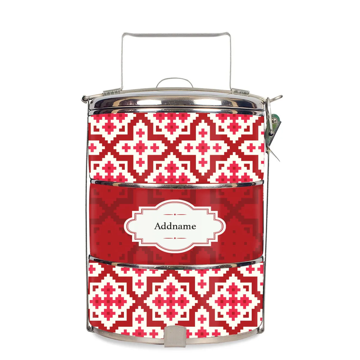 Flora Motif Moroccan & Mosaic Series 3-Tier Standard Small 12cm Tiffin Carrier [FREE Custom Add Name]