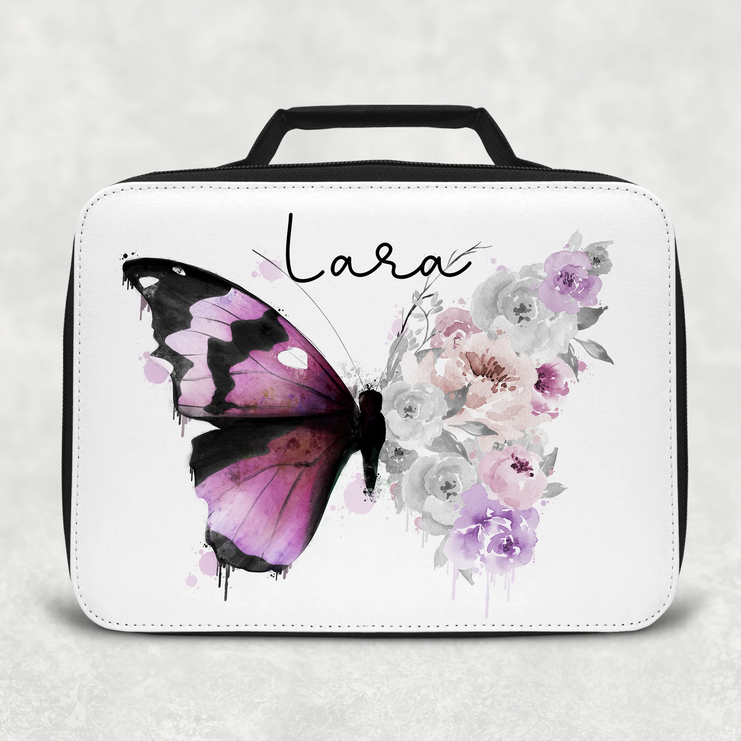 Floral Butterfly Personalised Insulated Lunch Bag