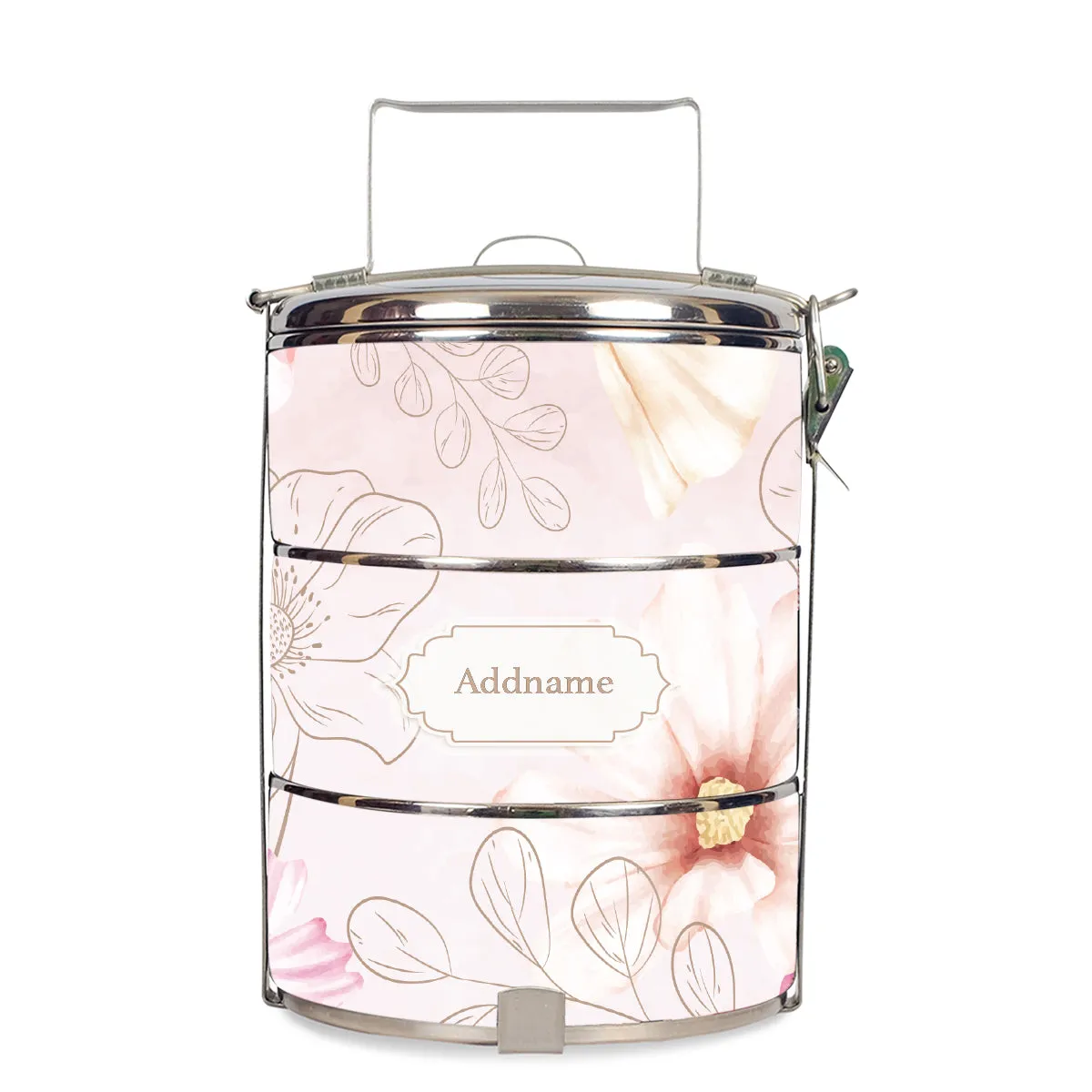 Floral Verse Flora Series 3-Tier Standard Small 12cm Tiffin Carrier [FREE Custom Add Name]