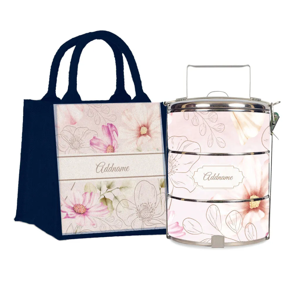 Floral Verse Flora Series 3-Tier Standard Small 12cm Tiffin Carrier [FREE Custom Add Name]