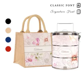 Floral Verse Flora Series 3-Tier Standard Small 12cm Tiffin Carrier [FREE Custom Add Name]