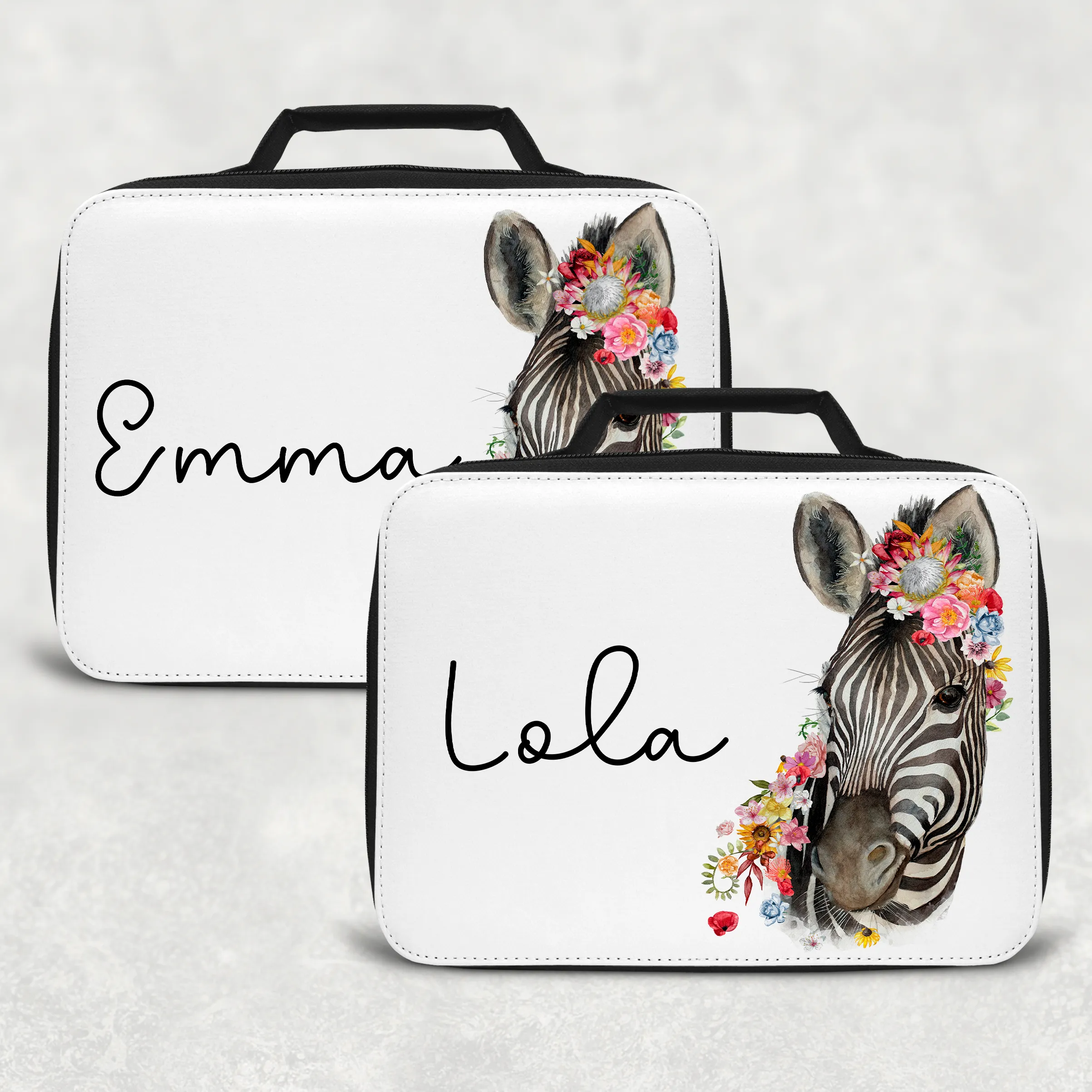 Floral Zebra Personalised Insulated Lunch Bag