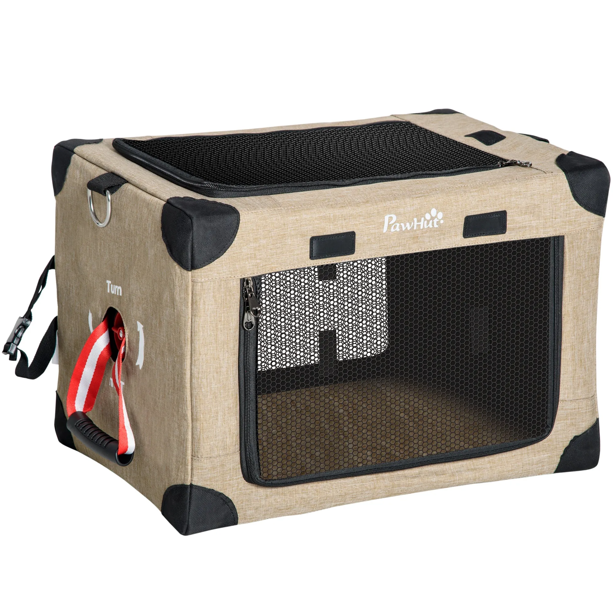 Folding Cat Carrier with Cushion, 48.5L cm - Khaki