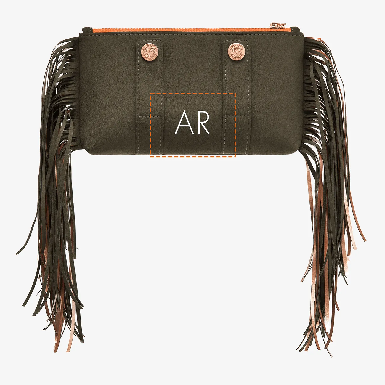 Fringe Beltbag "Army Green" with rosé golden print