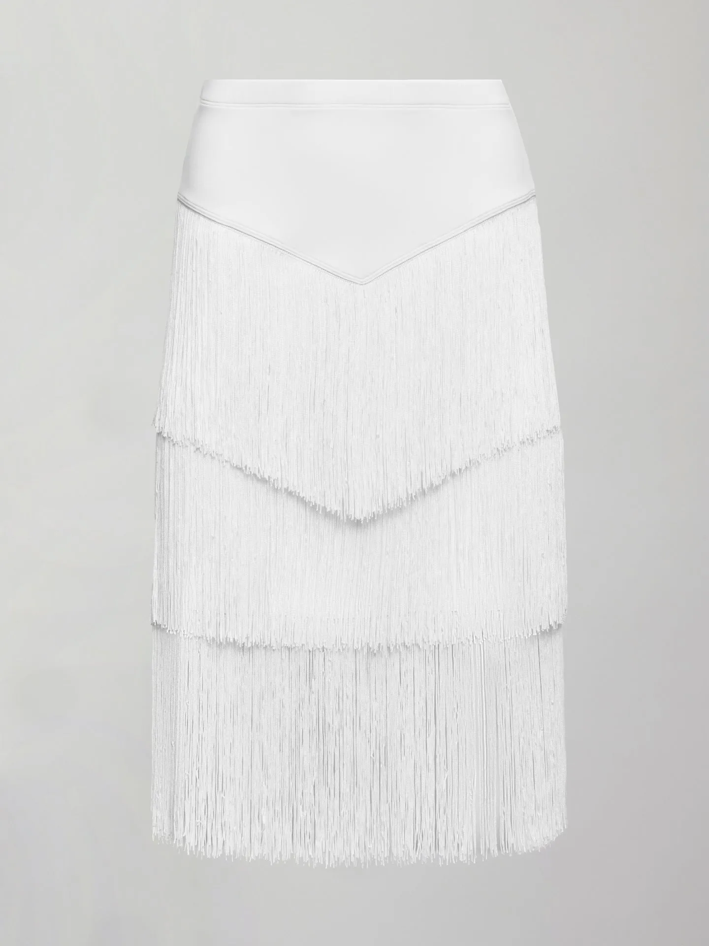 Fringe Midi Skirt in Melt - White