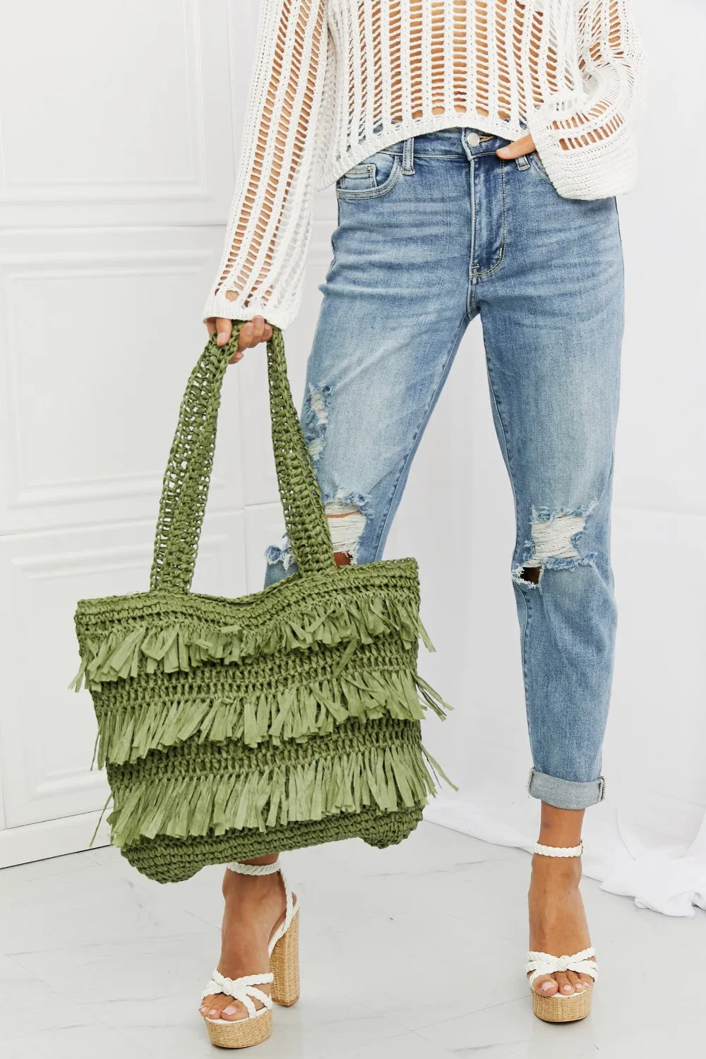 Fringe Straw Tote Bag