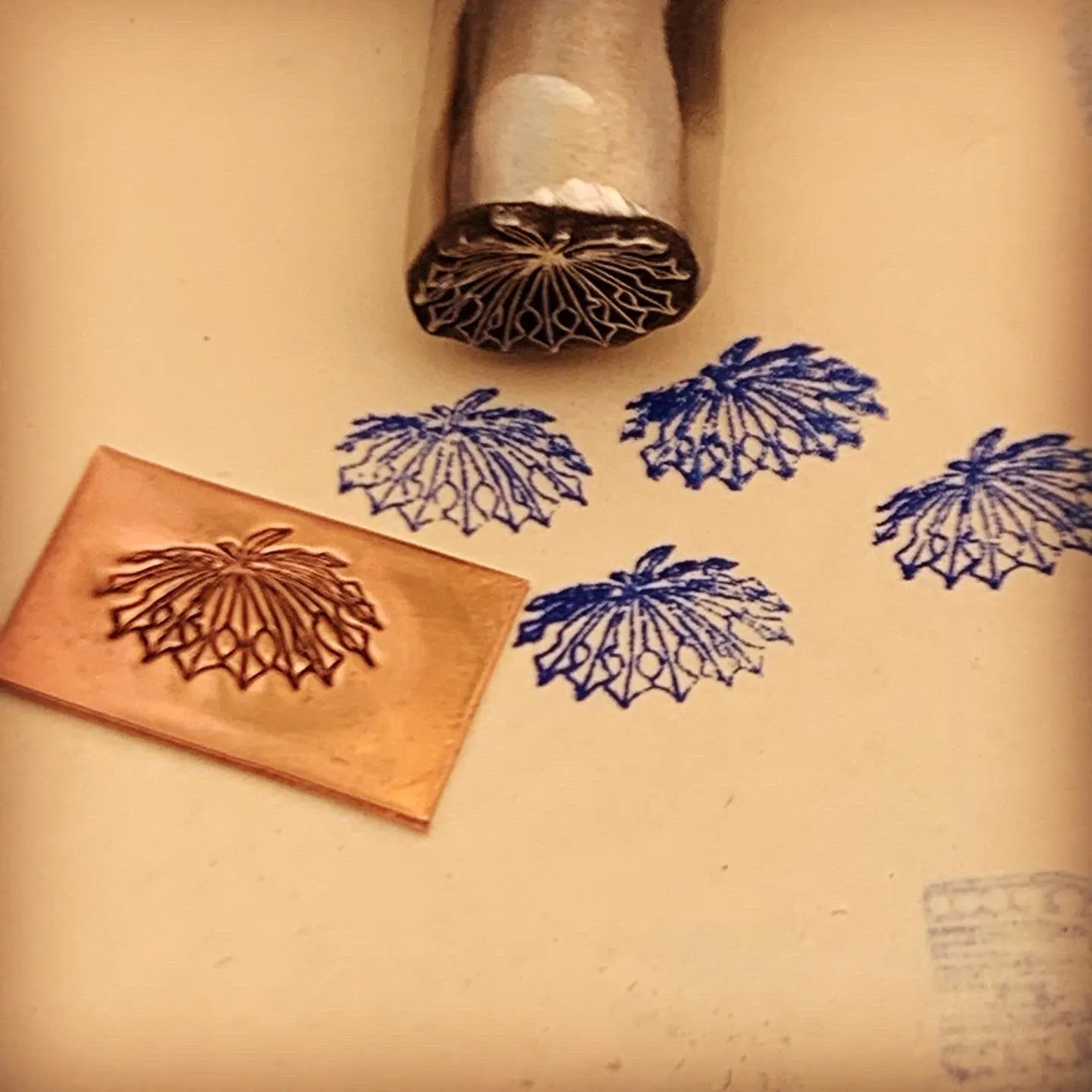 Frond Leaf. Engraved Metal Hand Stamp.