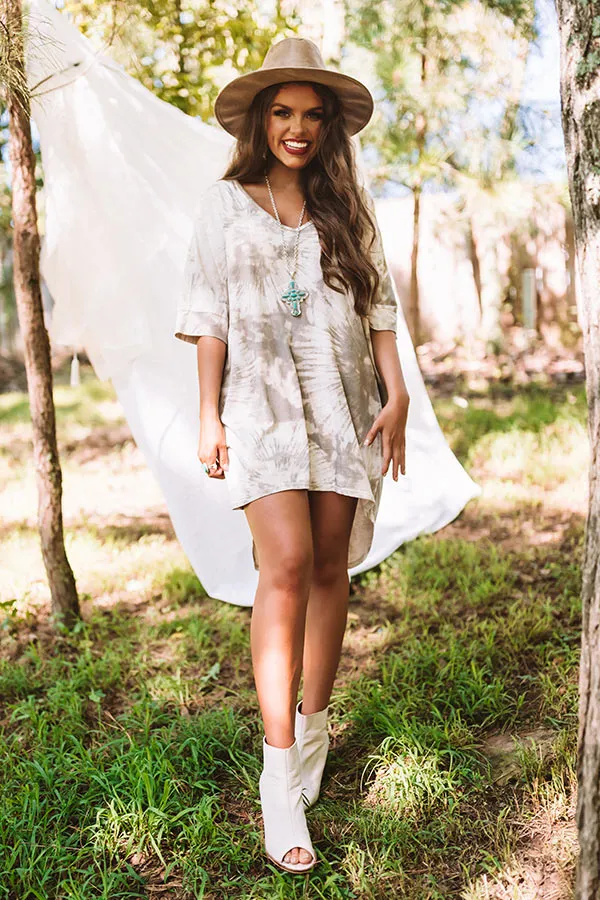 Front Porch Swing Tie Dye Tunic In Taupe