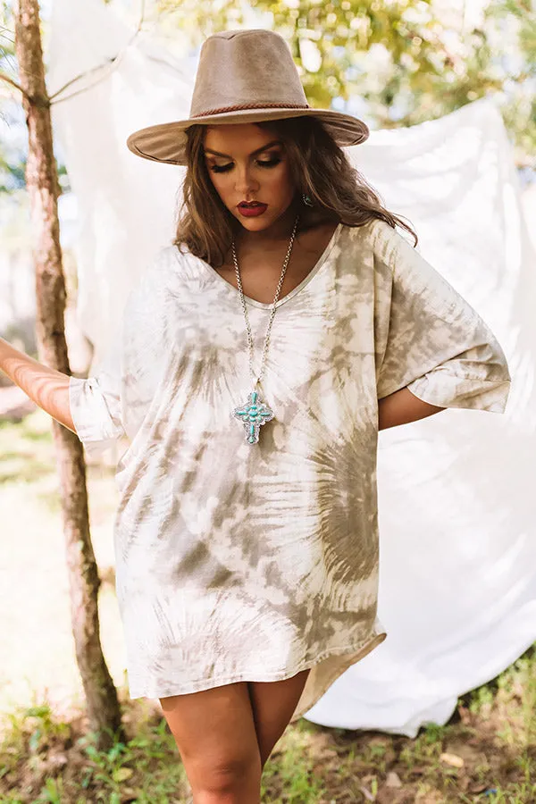 Front Porch Swing Tie Dye Tunic In Taupe