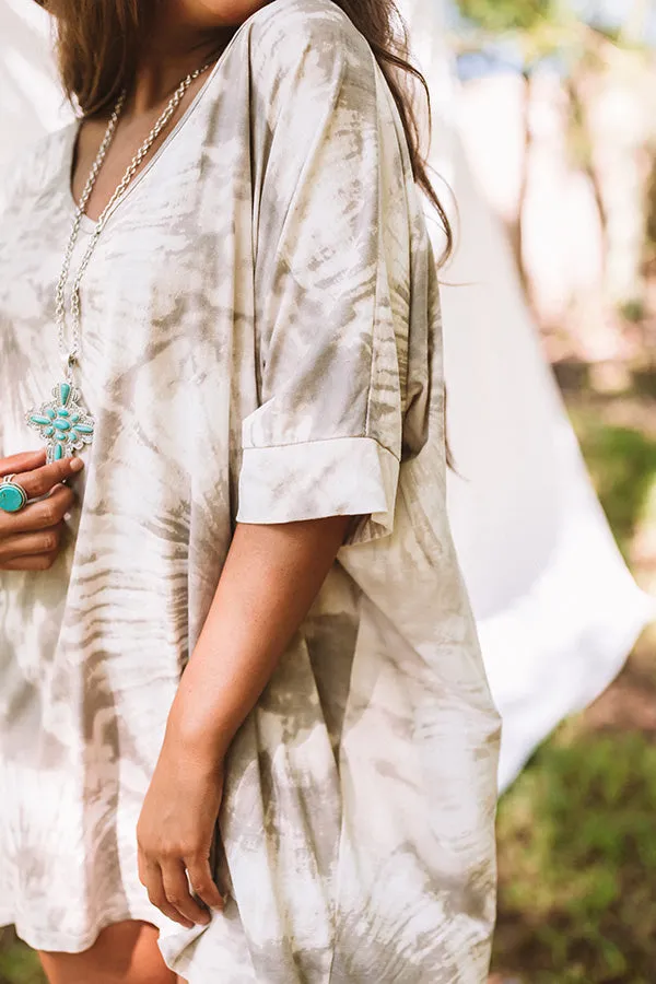 Front Porch Swing Tie Dye Tunic In Taupe