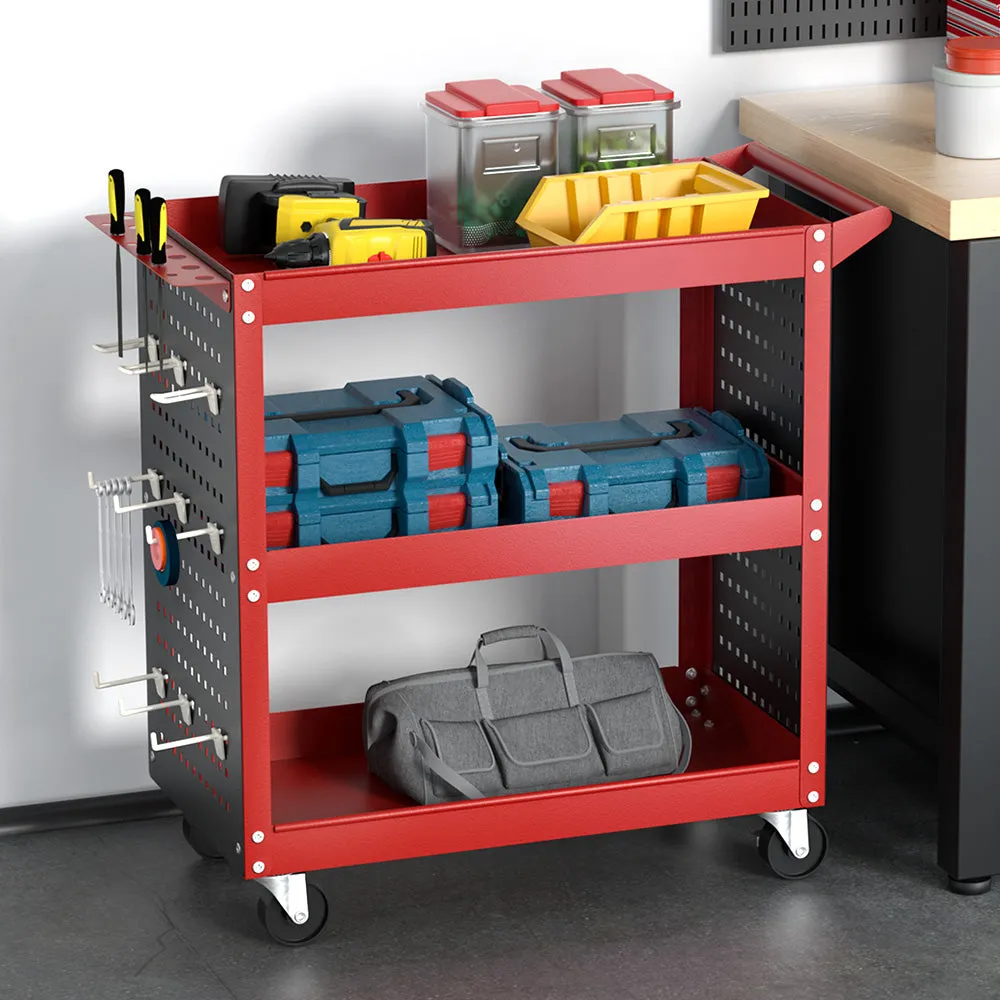 Giantz 3-Tier Tool Cart Trolley Toolbox Workshop Garage Storage Organizer 150kg