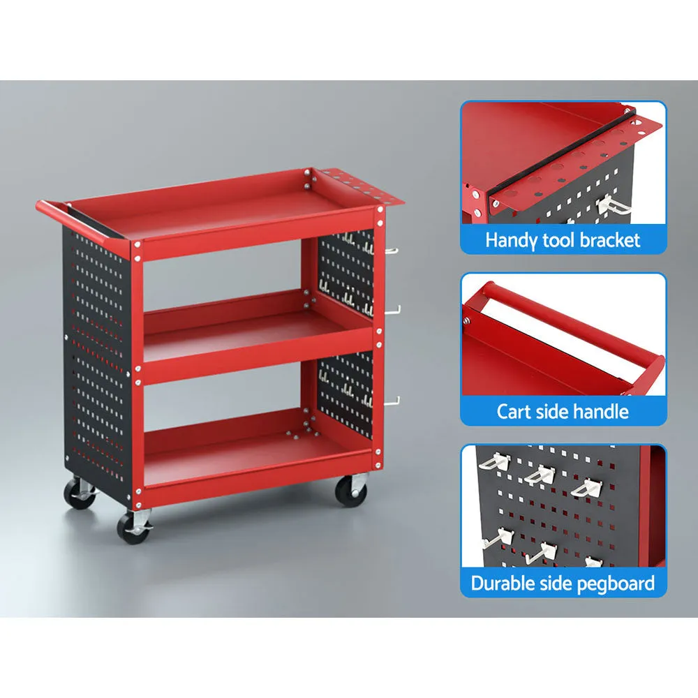 Giantz 3-Tier Tool Cart Trolley Toolbox Workshop Garage Storage Organizer 150kg