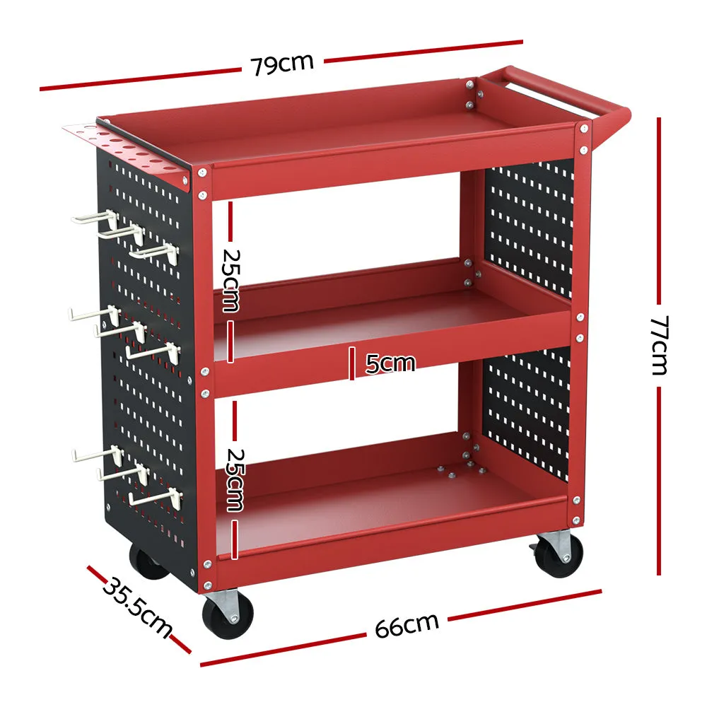 Giantz 3-Tier Tool Cart Trolley Toolbox Workshop Garage Storage Organizer 150kg