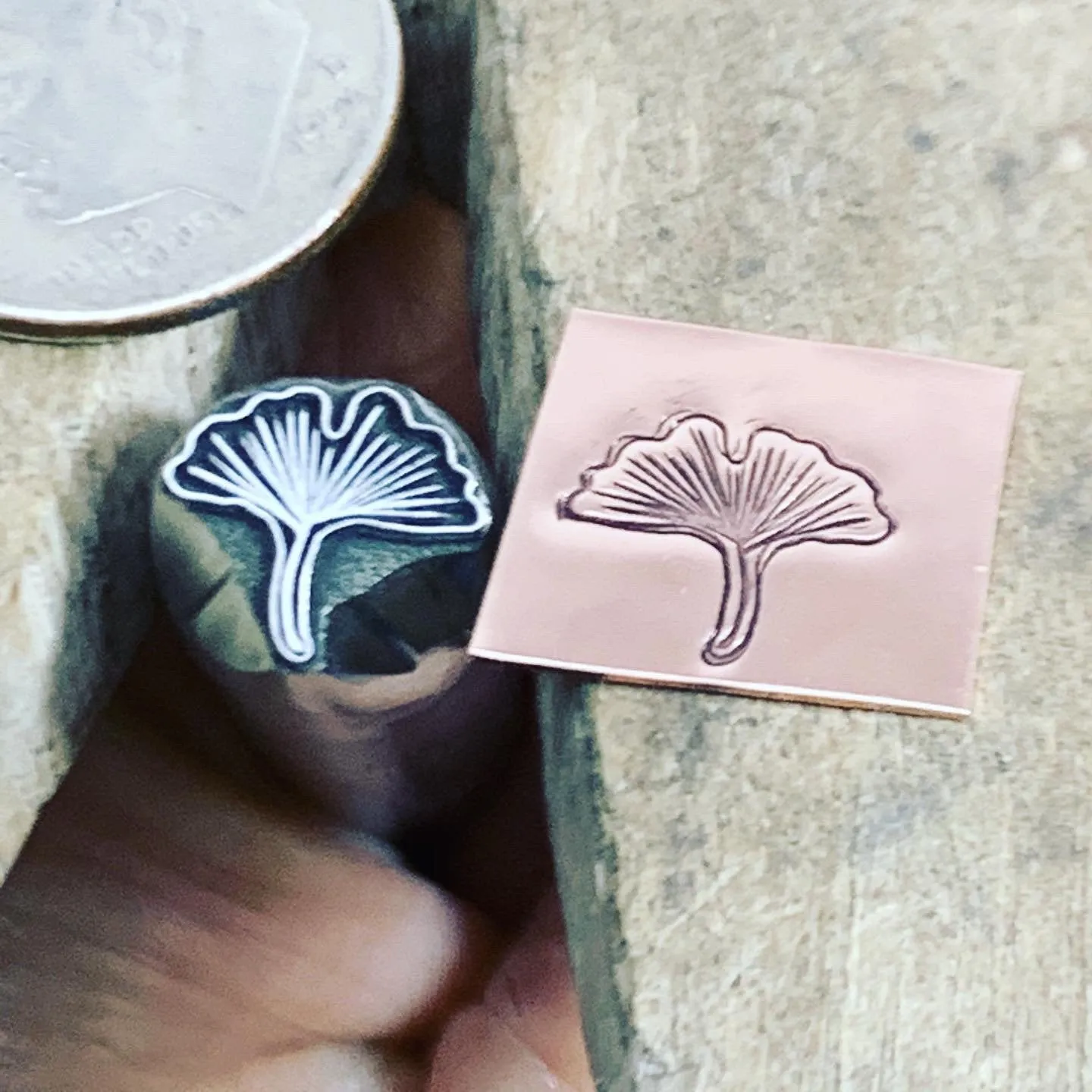 Gingko Leaf, Raised Design! Two Sizes. Unique and Exclusive. Metal Stamp Handmade.