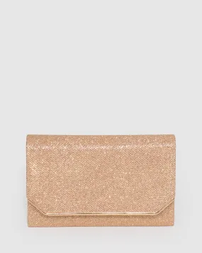 Gold Penny Flap Clutch Bag