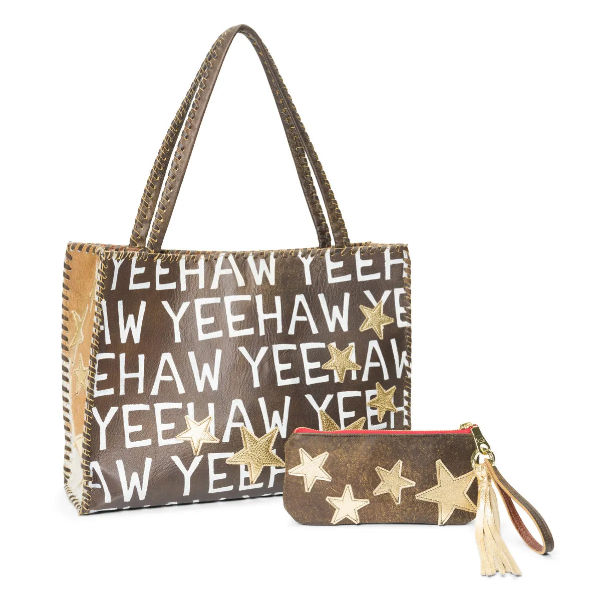 Gold Star Leather Wristlet