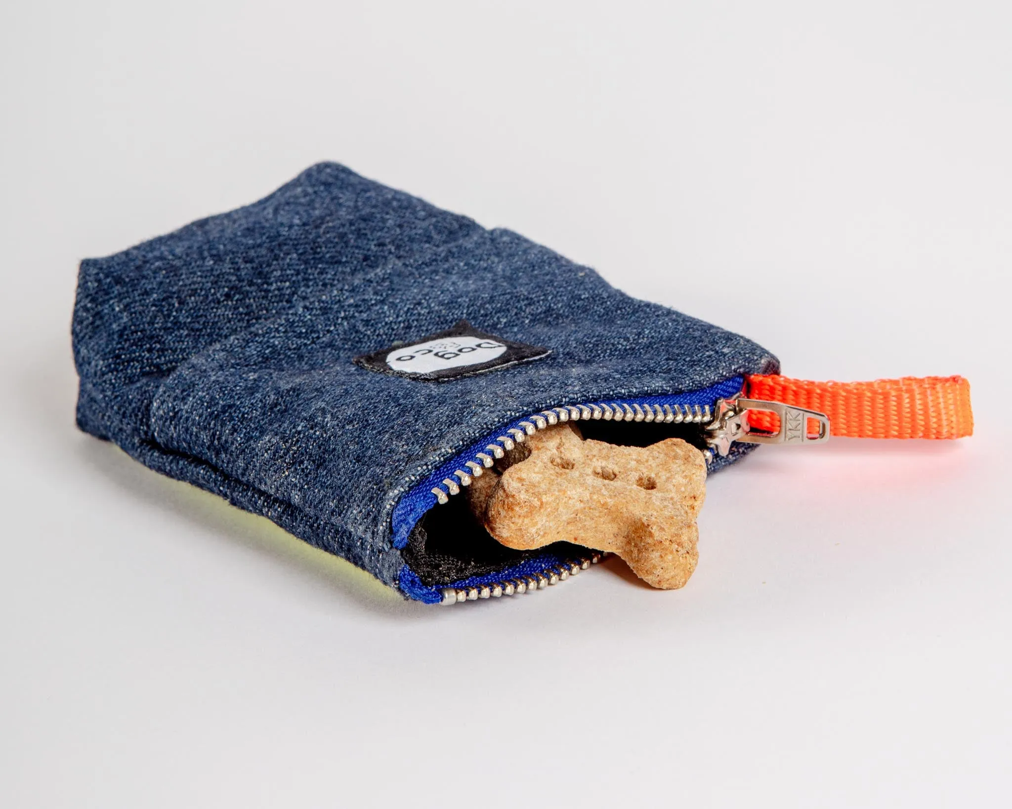 Good Girl Bag Treat   Poop Bag Holder in Denim   Neon (Made in NYC)