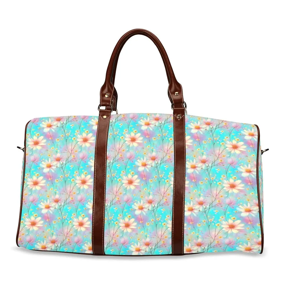 Green Floral Waterproof Travel Bag/Small (Model 1639)