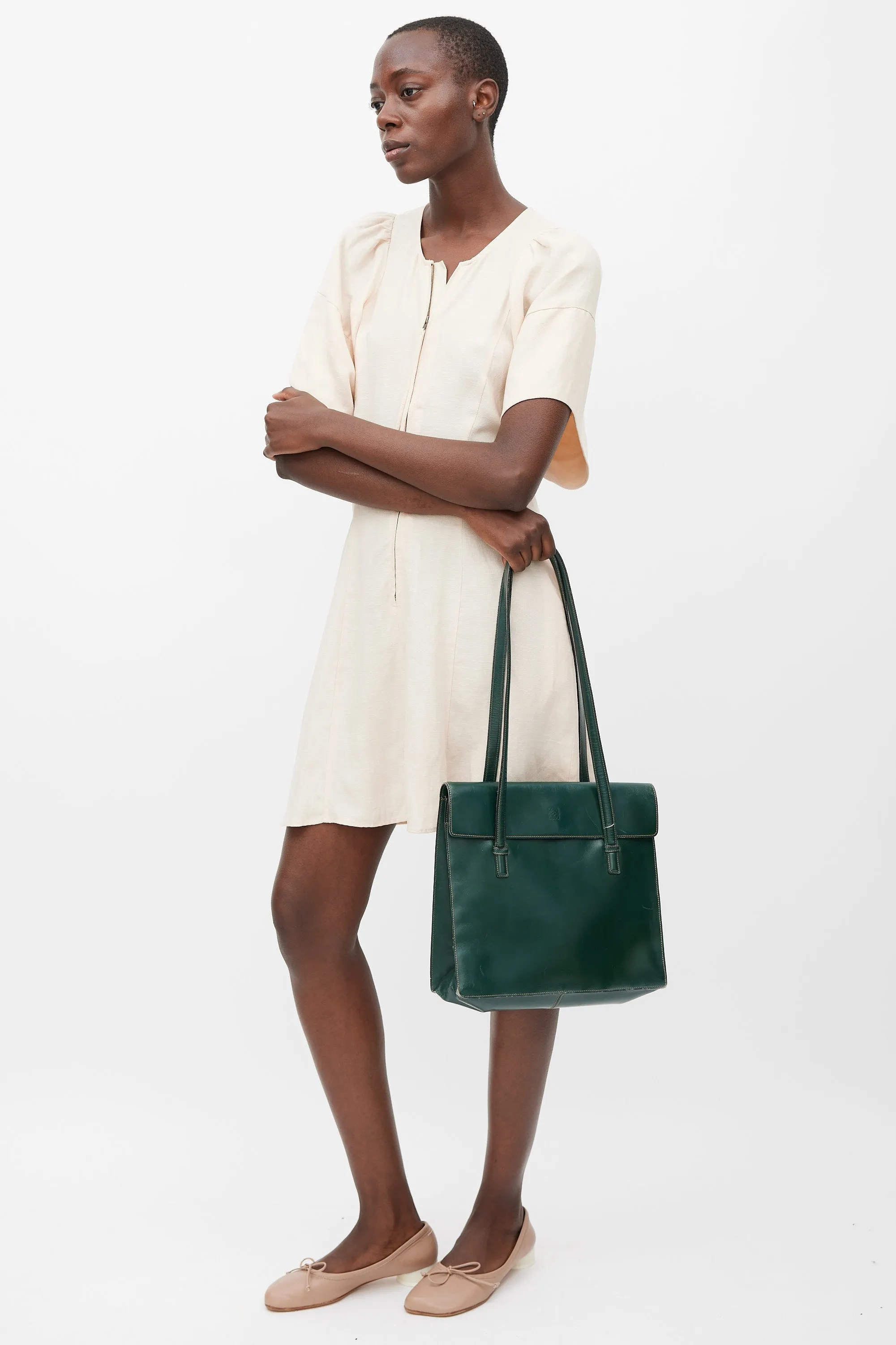 Green Leather Tote Bag