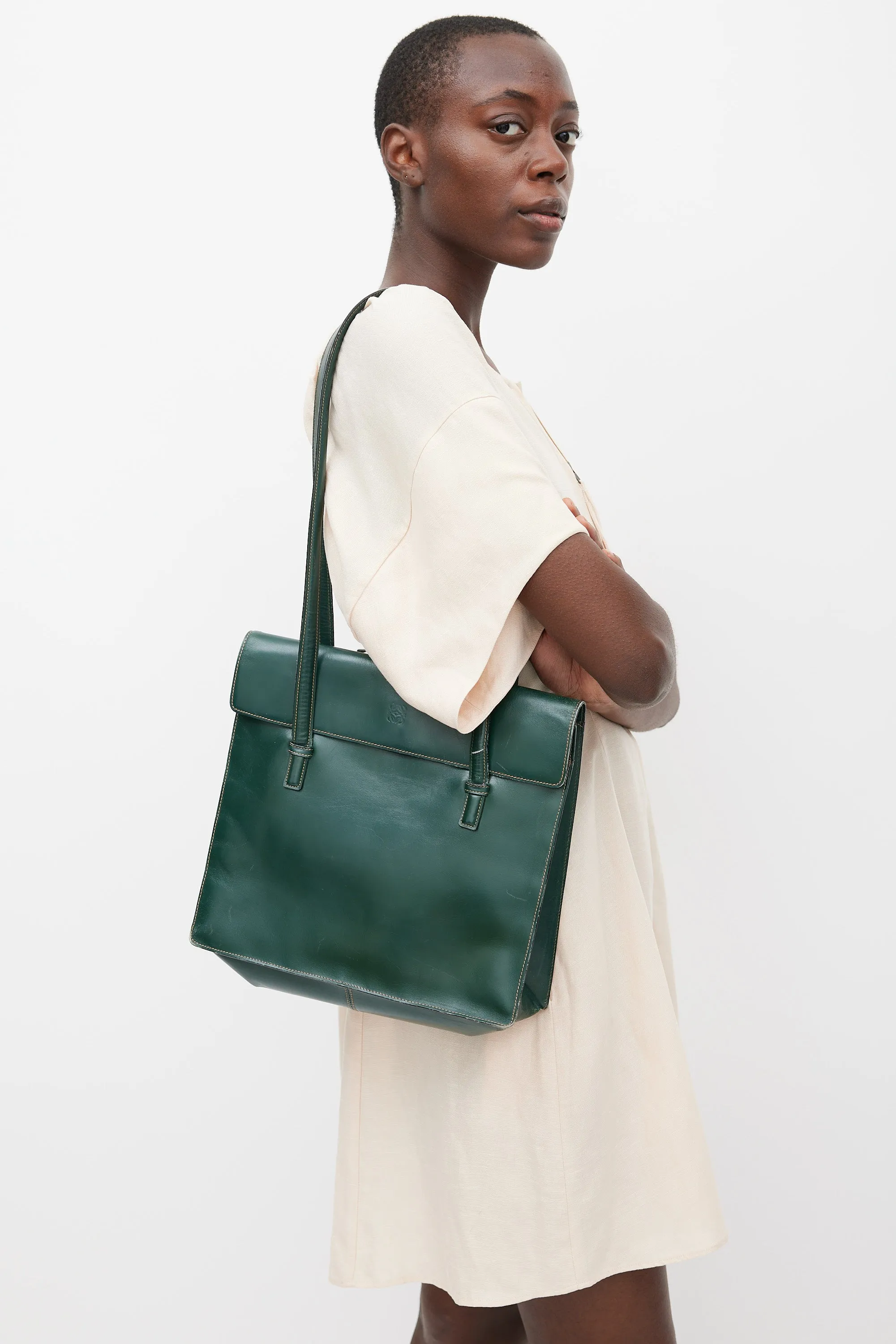 Green Leather Tote Bag