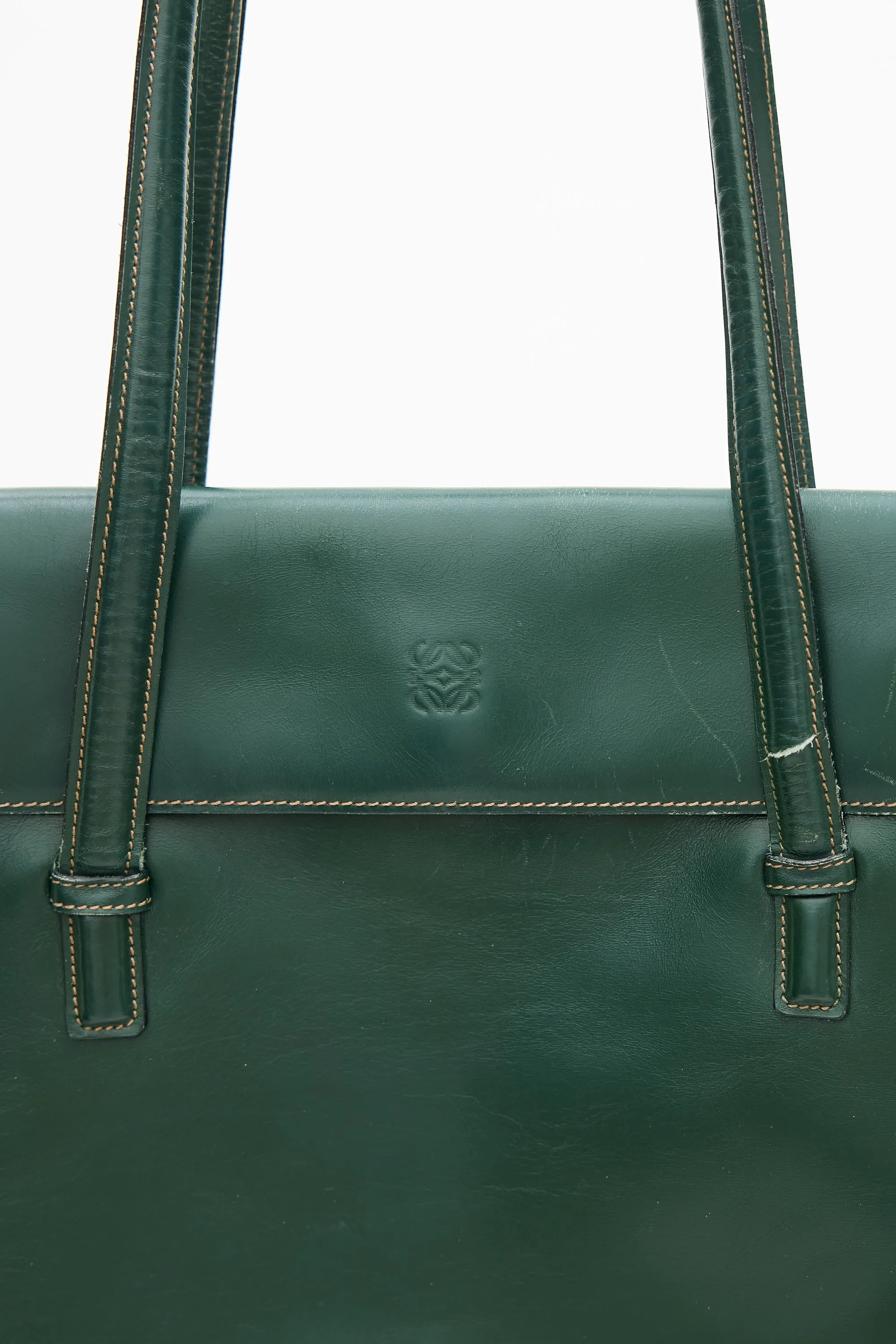 Green Leather Tote Bag