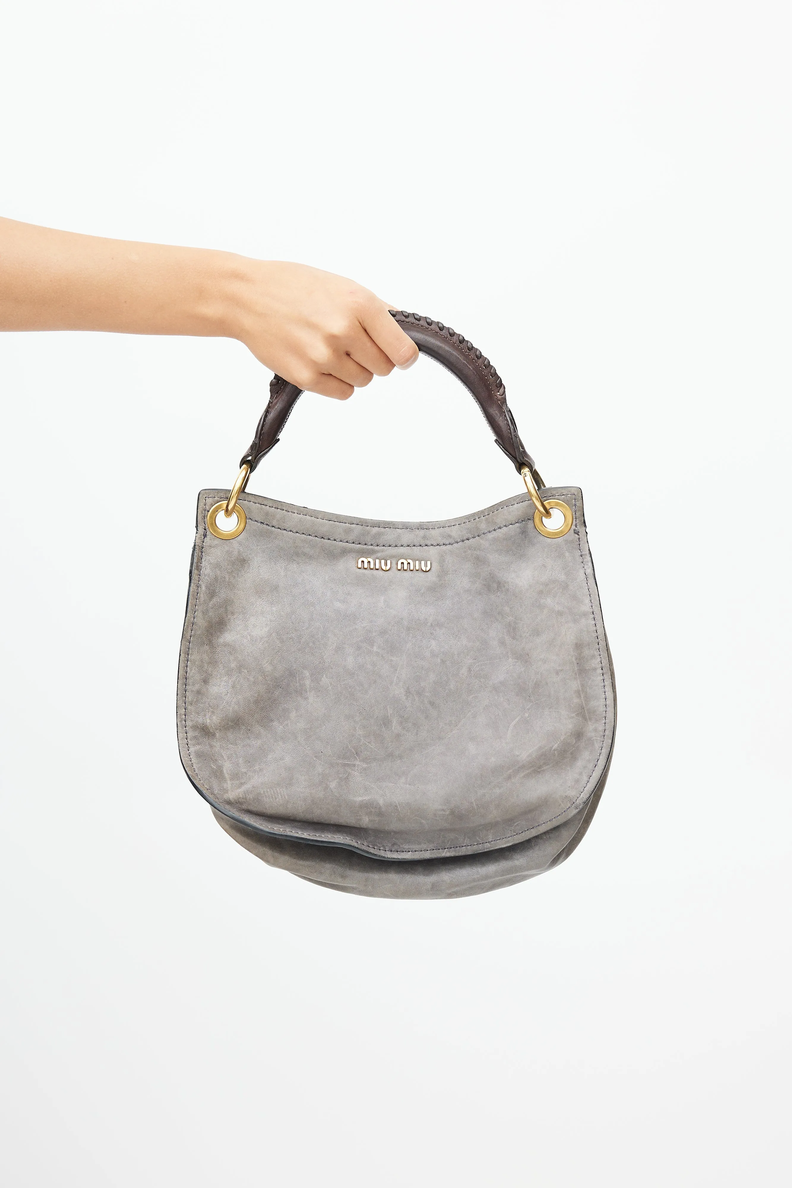 Grey & Brown Aviator Flap Shoulder Bag