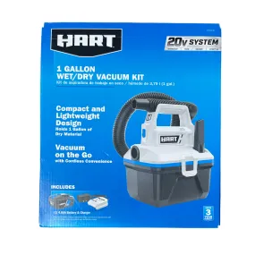 HART 20-Volt Cordless 1-Gallon Wet/Dry Vacuum Kit with 4.0 Ah Battery