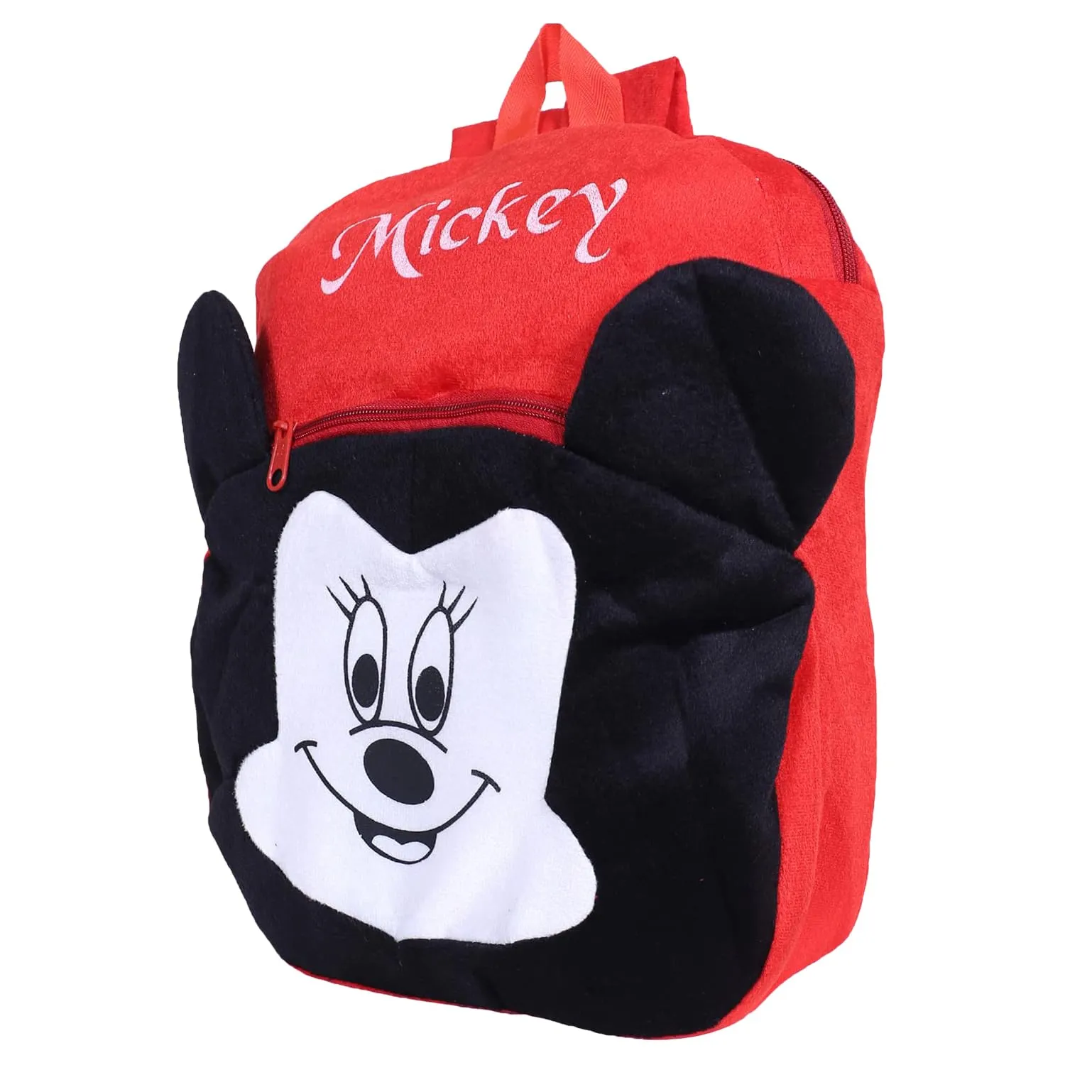 Heart Home Disney Mickey Lower School Bag | Velvet Kids School Bags | Student Bookbag | School Bag for Girls & Boys | School Backpack for Kids | 2 Compartments | Red